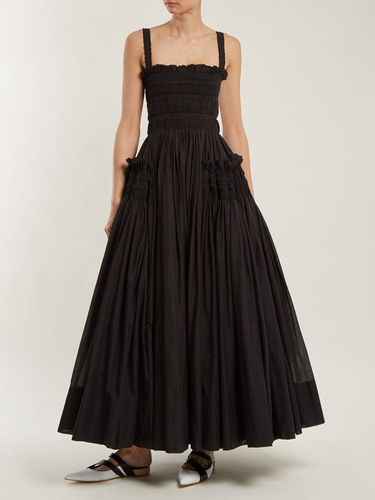 Robe longue smockée à volume dramatique