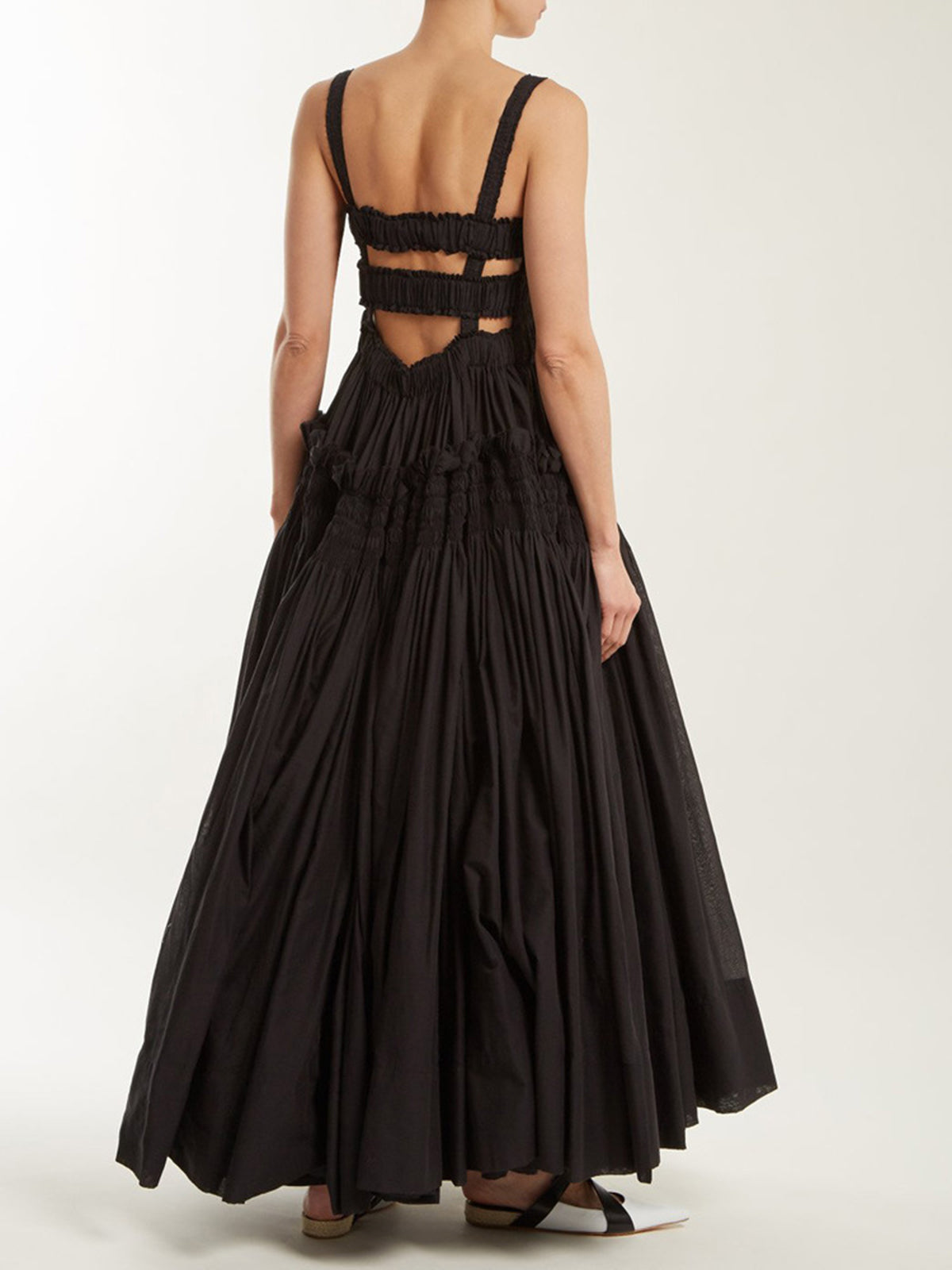 Robe longue smockée à volume dramatique