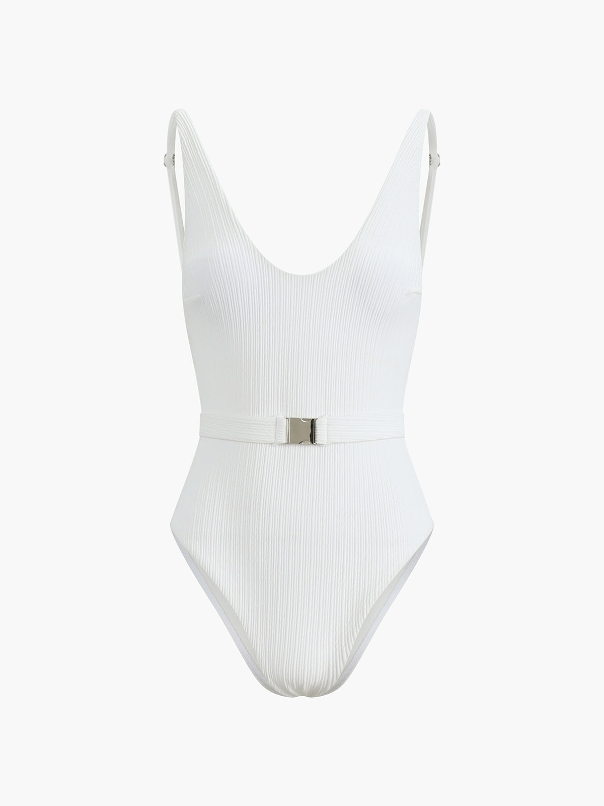 Maillot ceinturé à texture côtelée