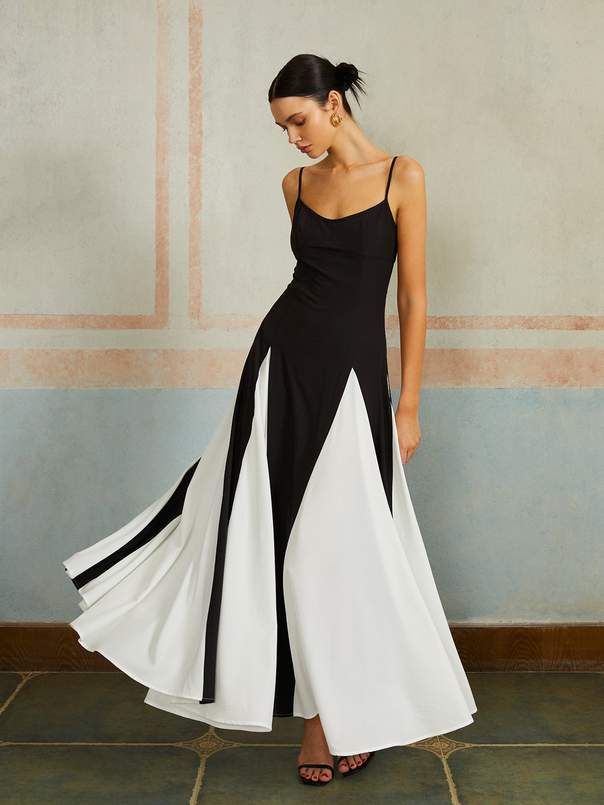 Robe longue bicolore