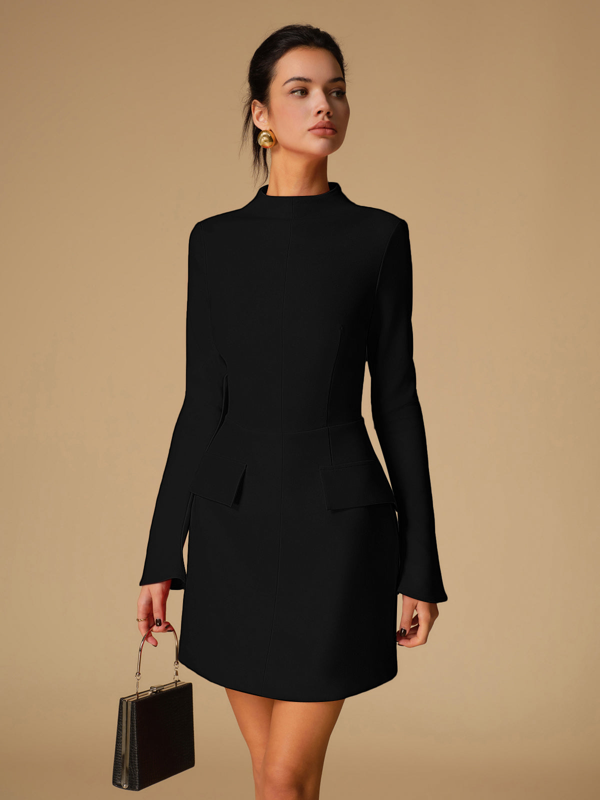 Robe structurée à col montant