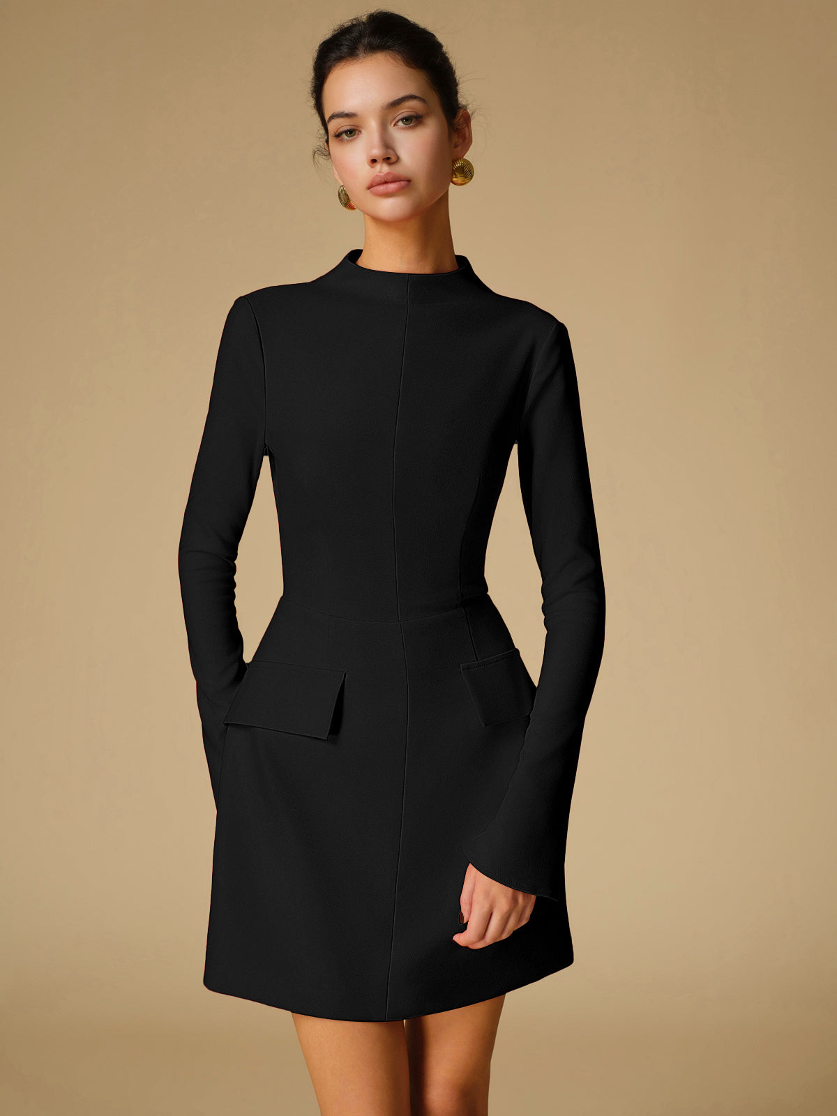 Robe structurée à col montant