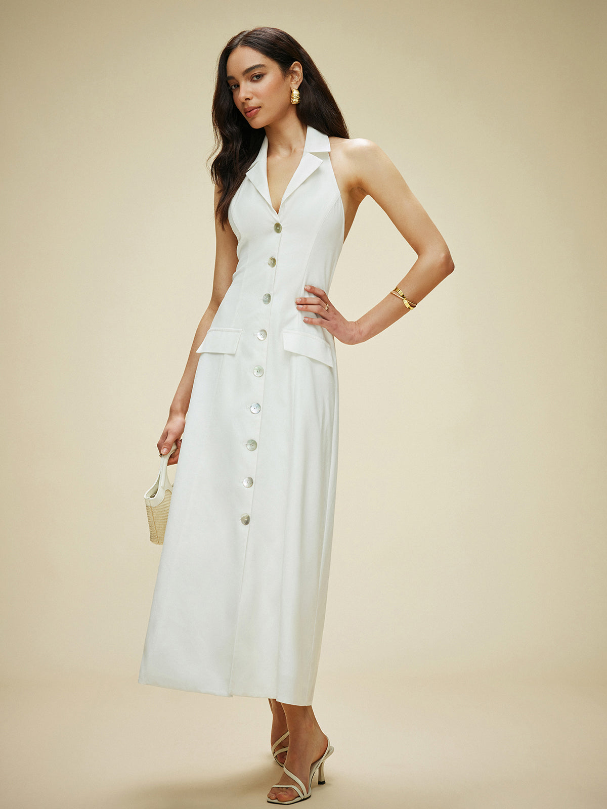 Robe longue sans manches style blazer