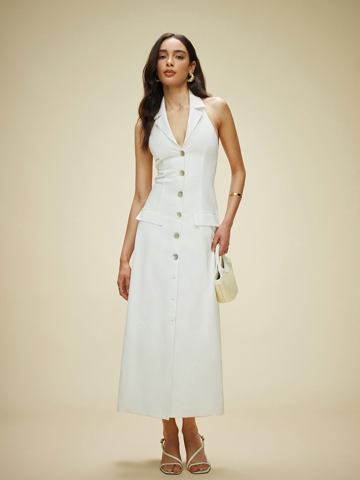 Robe longue sans manches style blazer