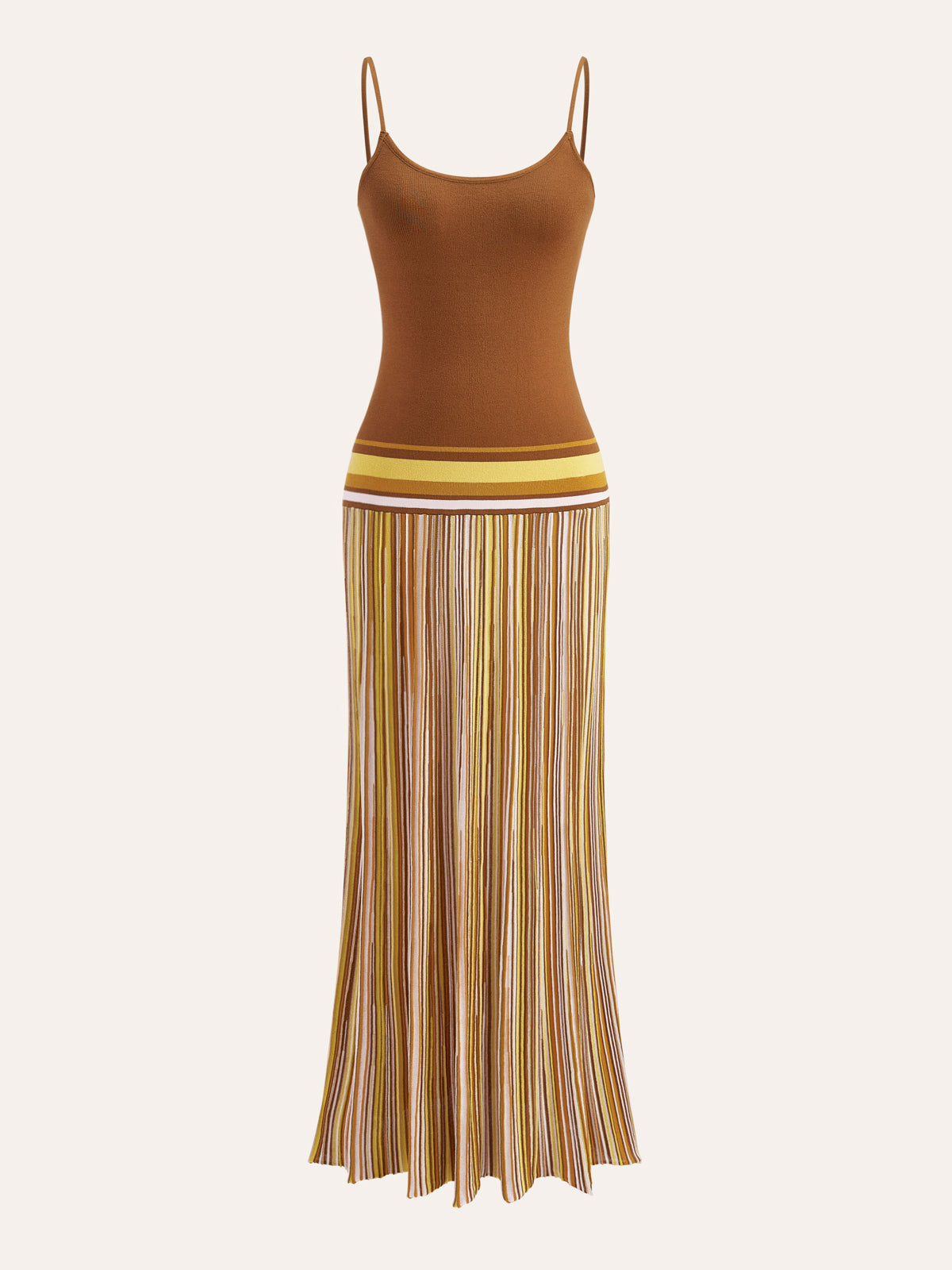 Robe longue en maille à fines bretelles