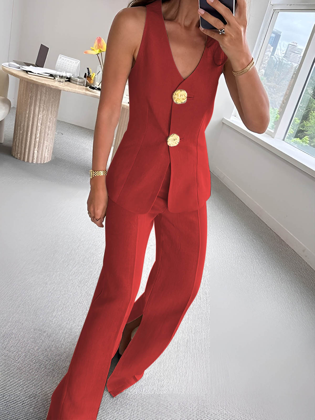 Ensemble sans manches avec pantalon large