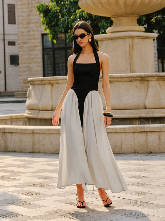 Robe longue bicolore dos nu