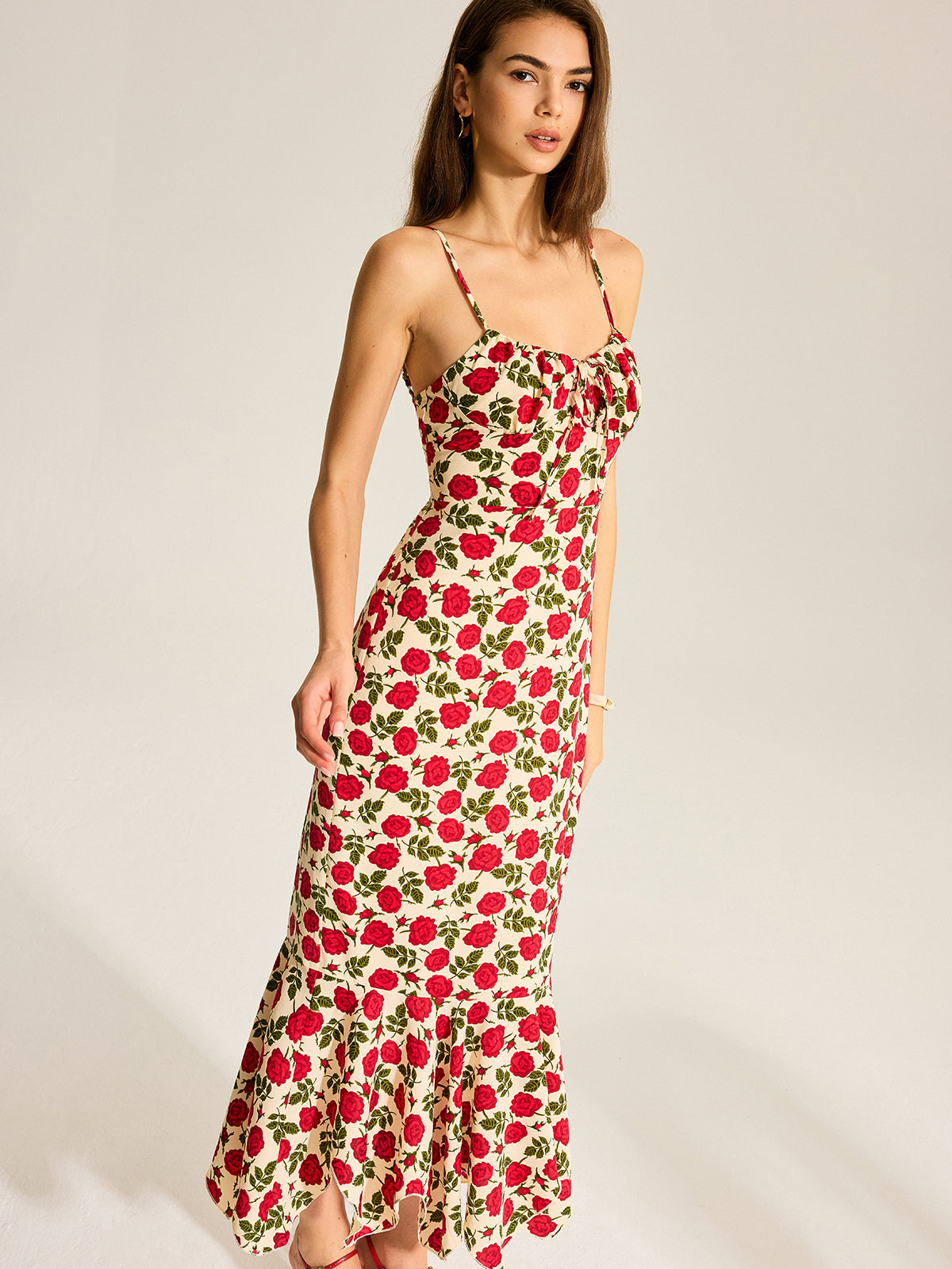 Robe sirène à imprimé fleuri
