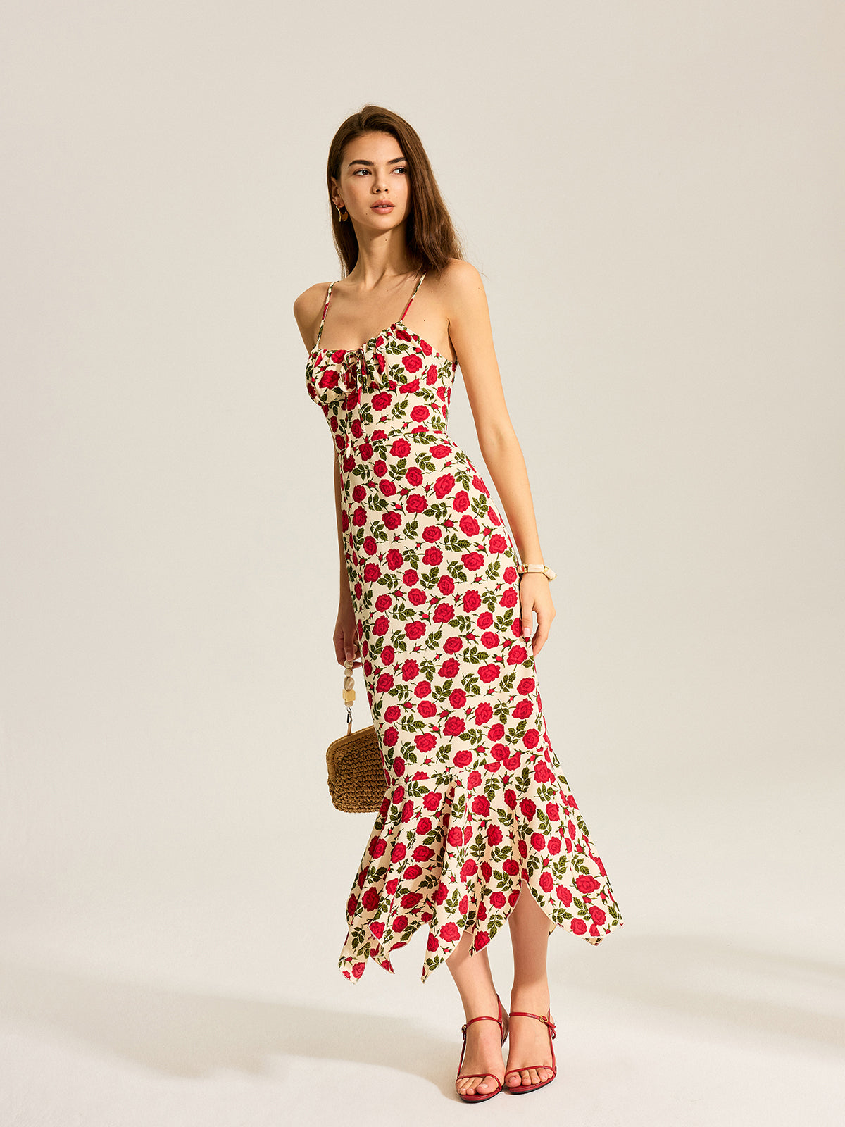 Robe sirène à imprimé fleuri