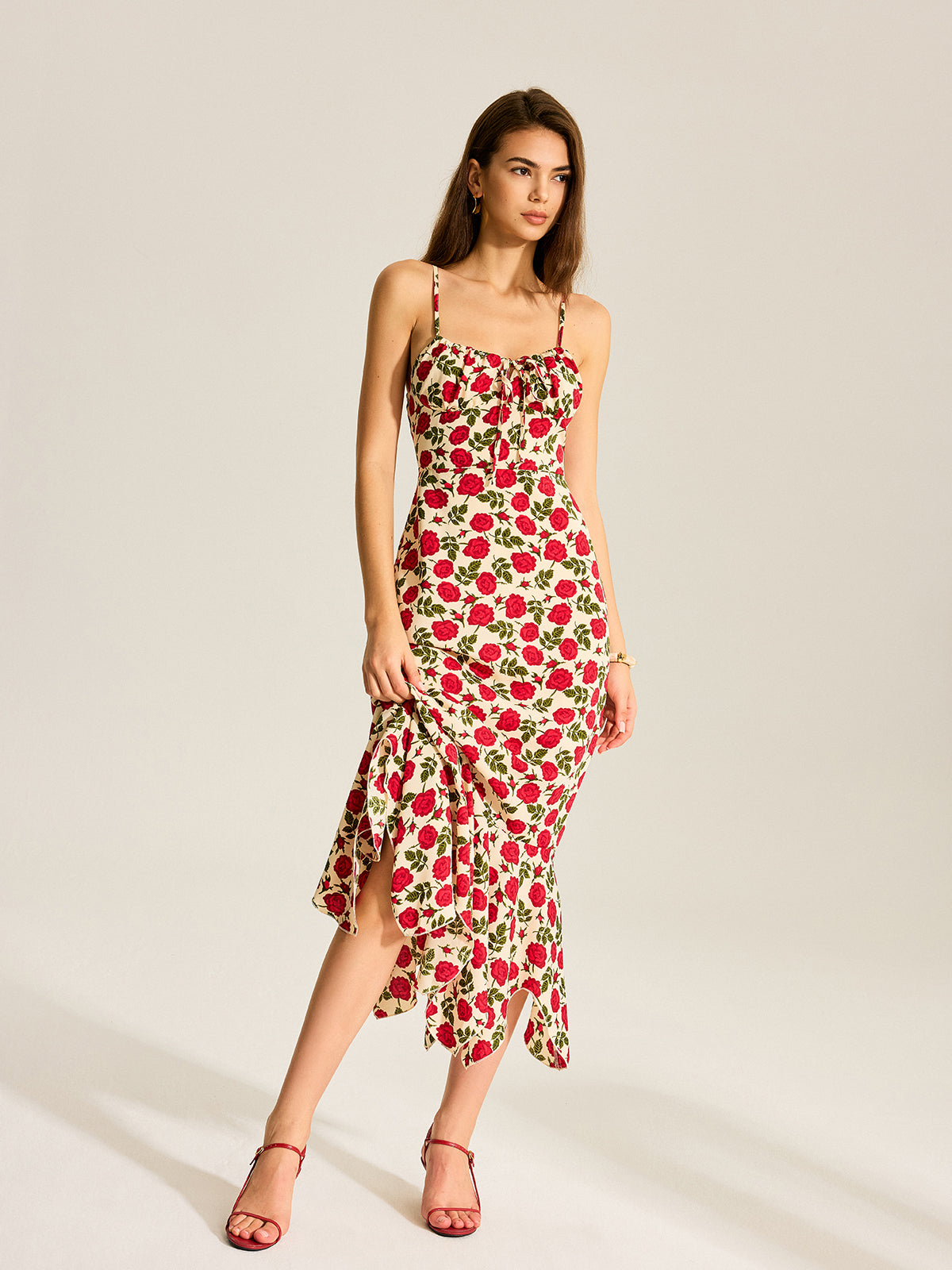 Robe sirène à imprimé fleuri