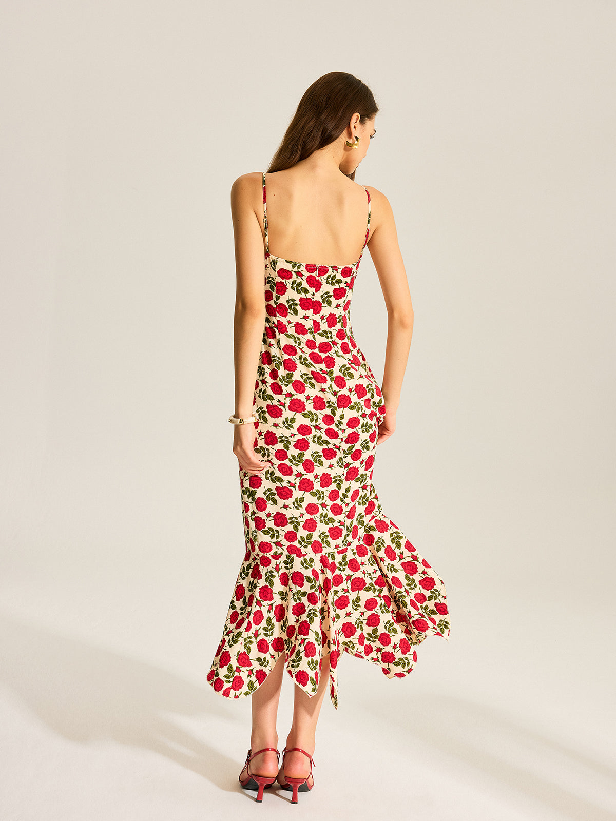 Robe sirène à imprimé fleuri