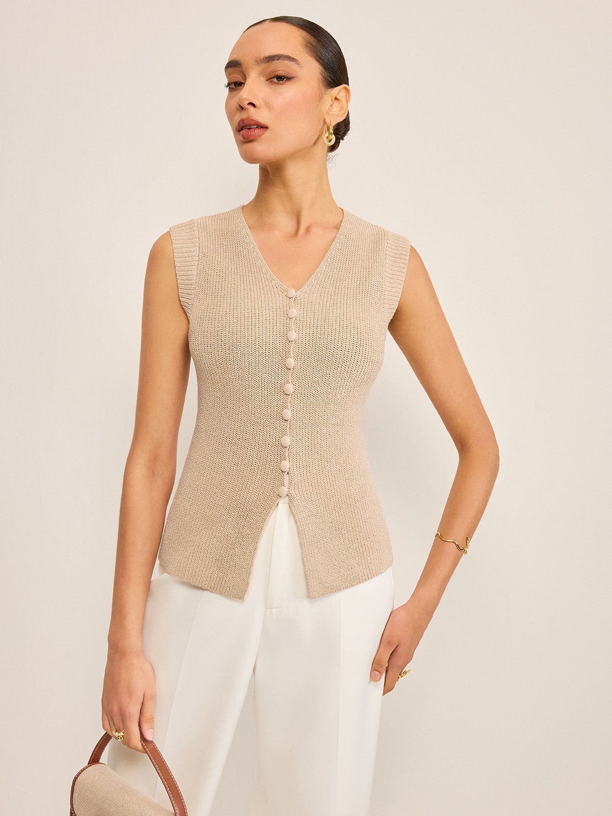 Top en maille avec détails de boutons