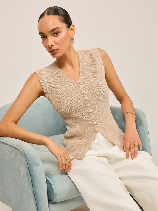 Top en maille avec détails de boutons