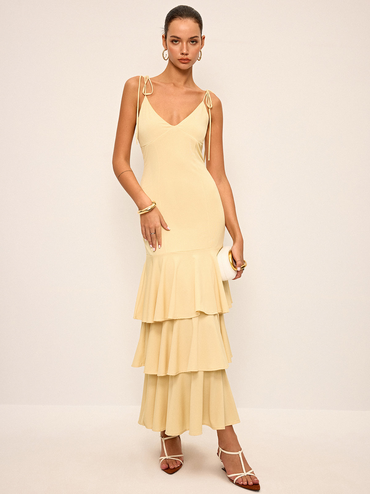 Robe longue à volants