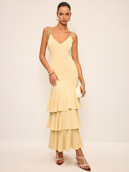 Robe longue à volants