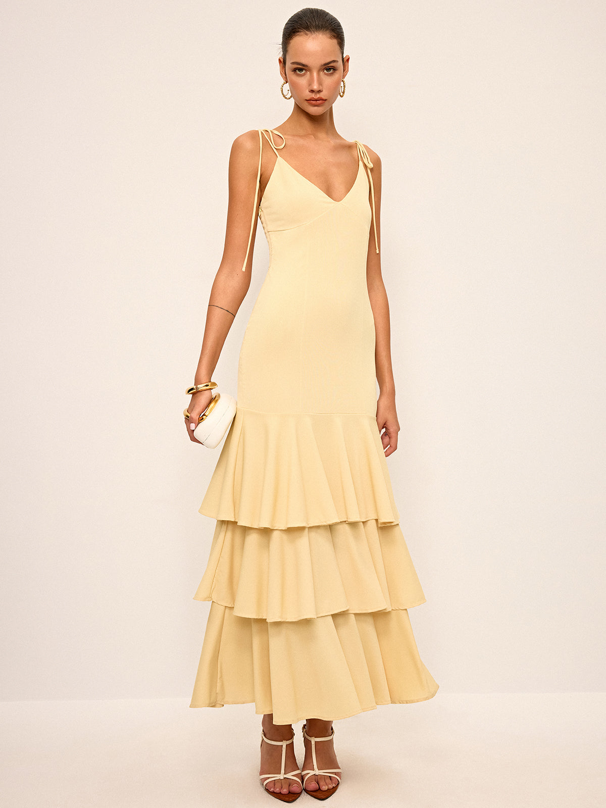 Robe longue à volants