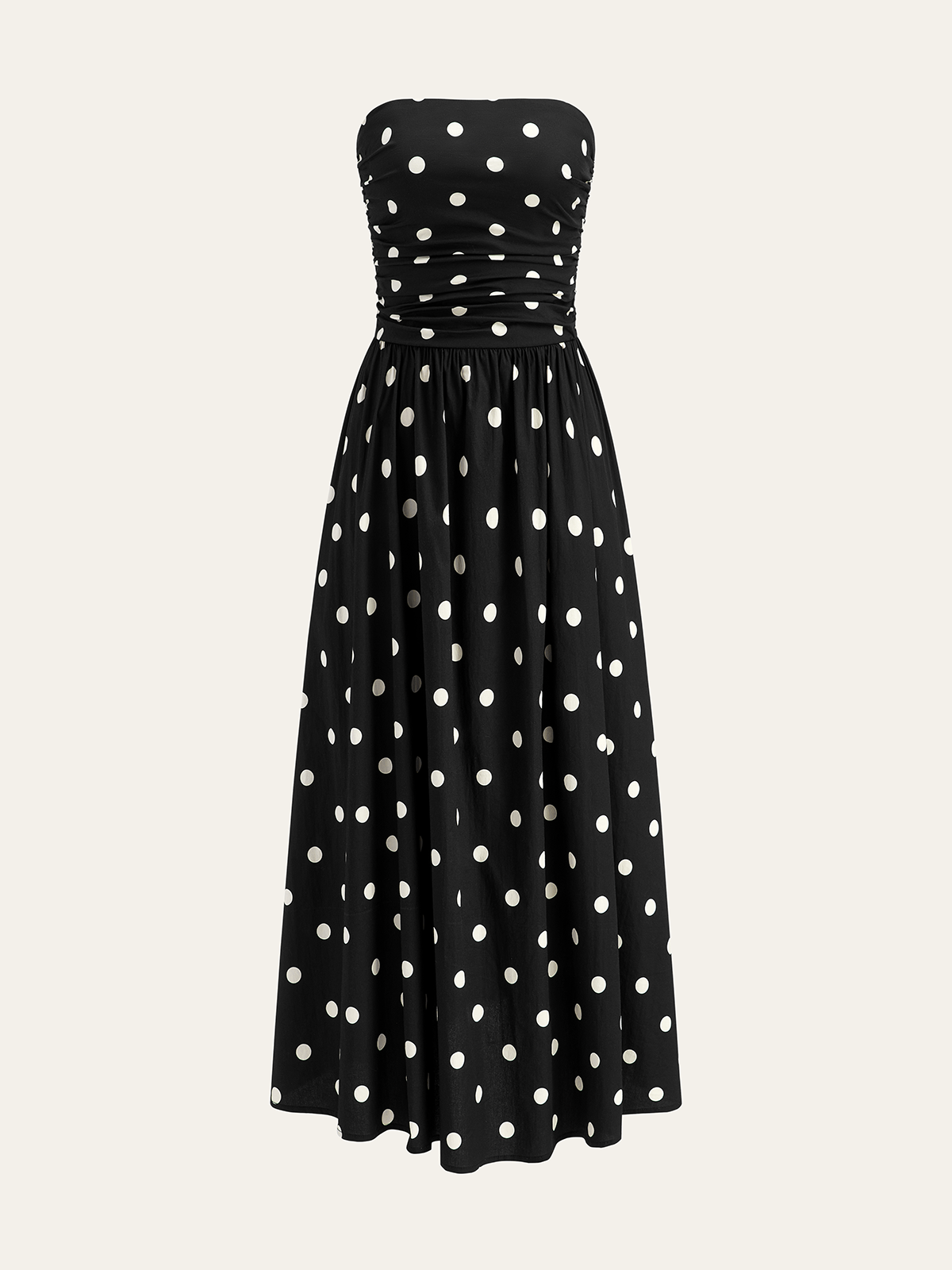 Robe bustier à pois longueur midi
