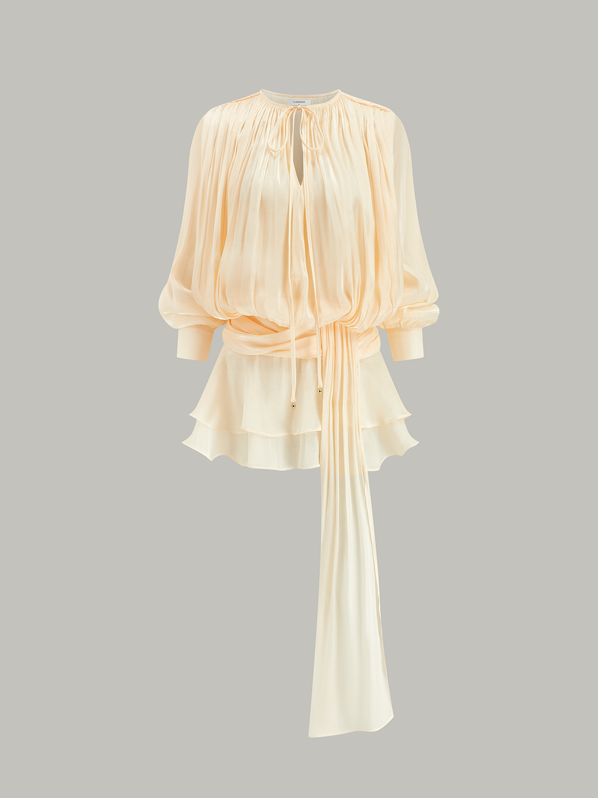 Robe courte fluide à manches bouffantes