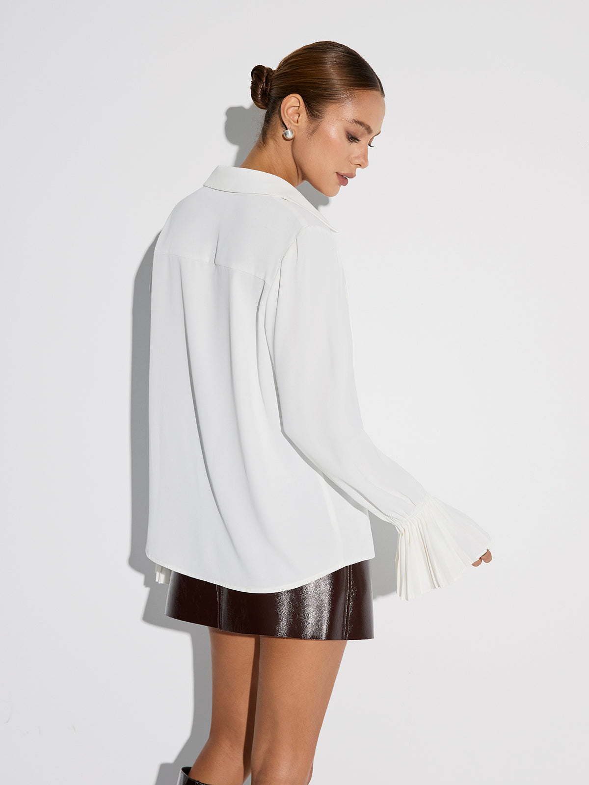 Blouse fluide à manches plissées