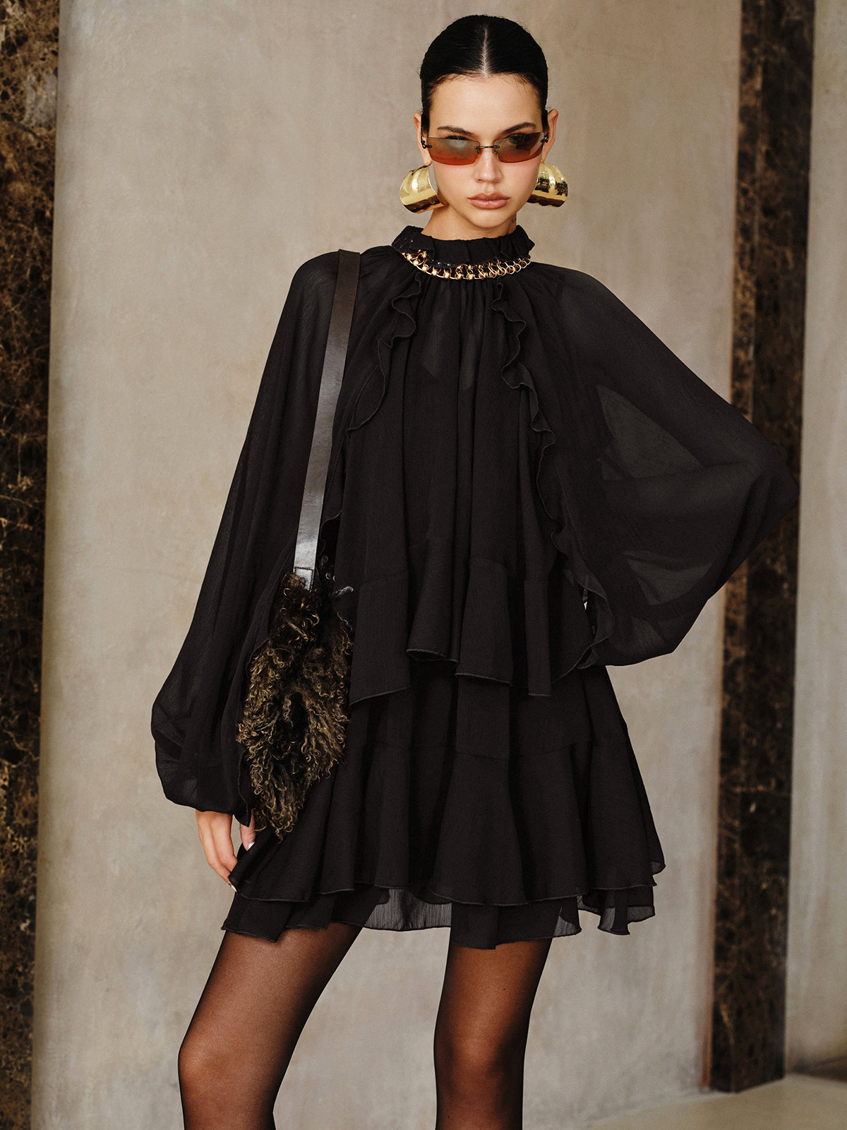 Robe volantée en mousseline