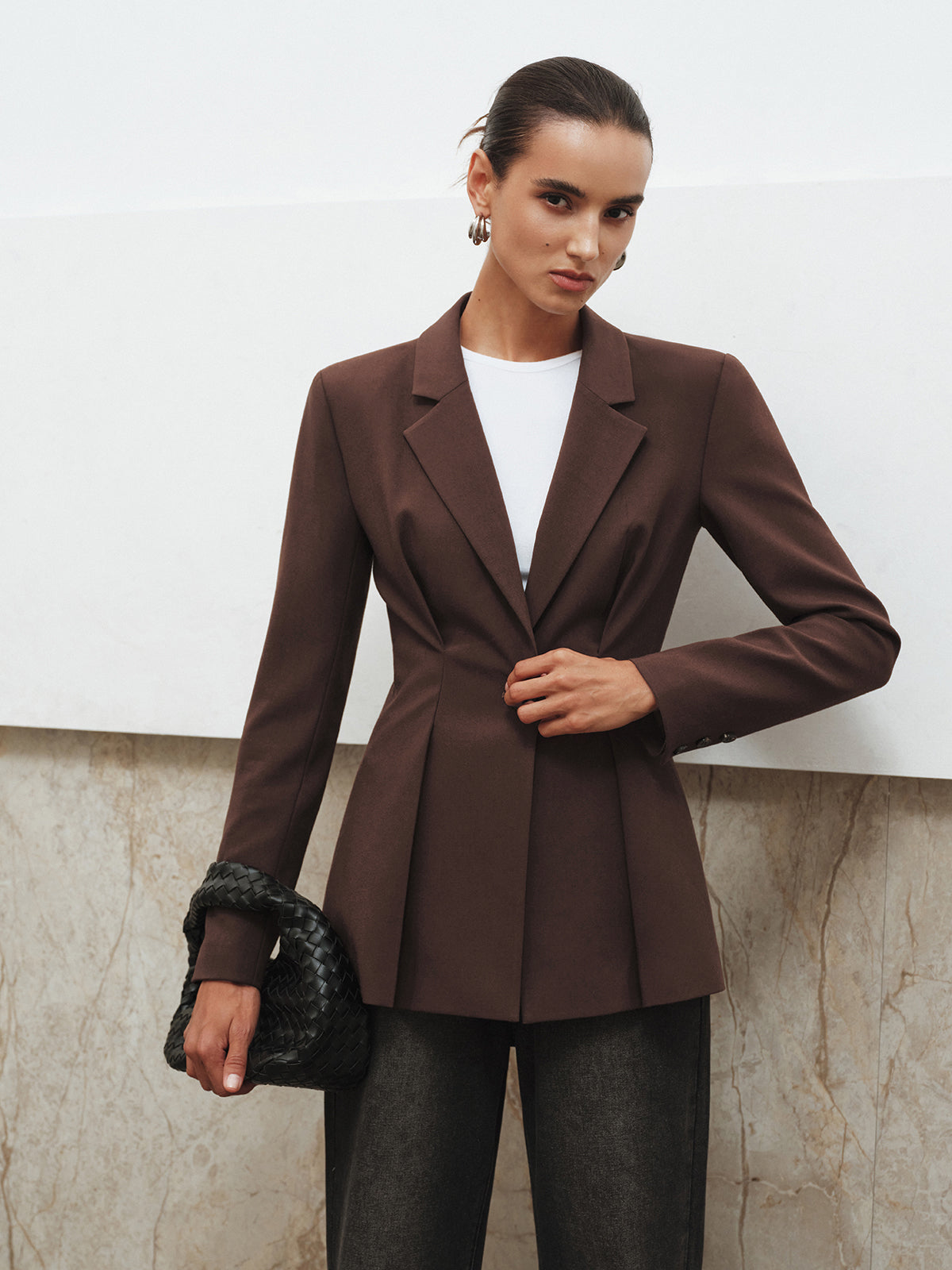Blazer cintrée à plis structurés