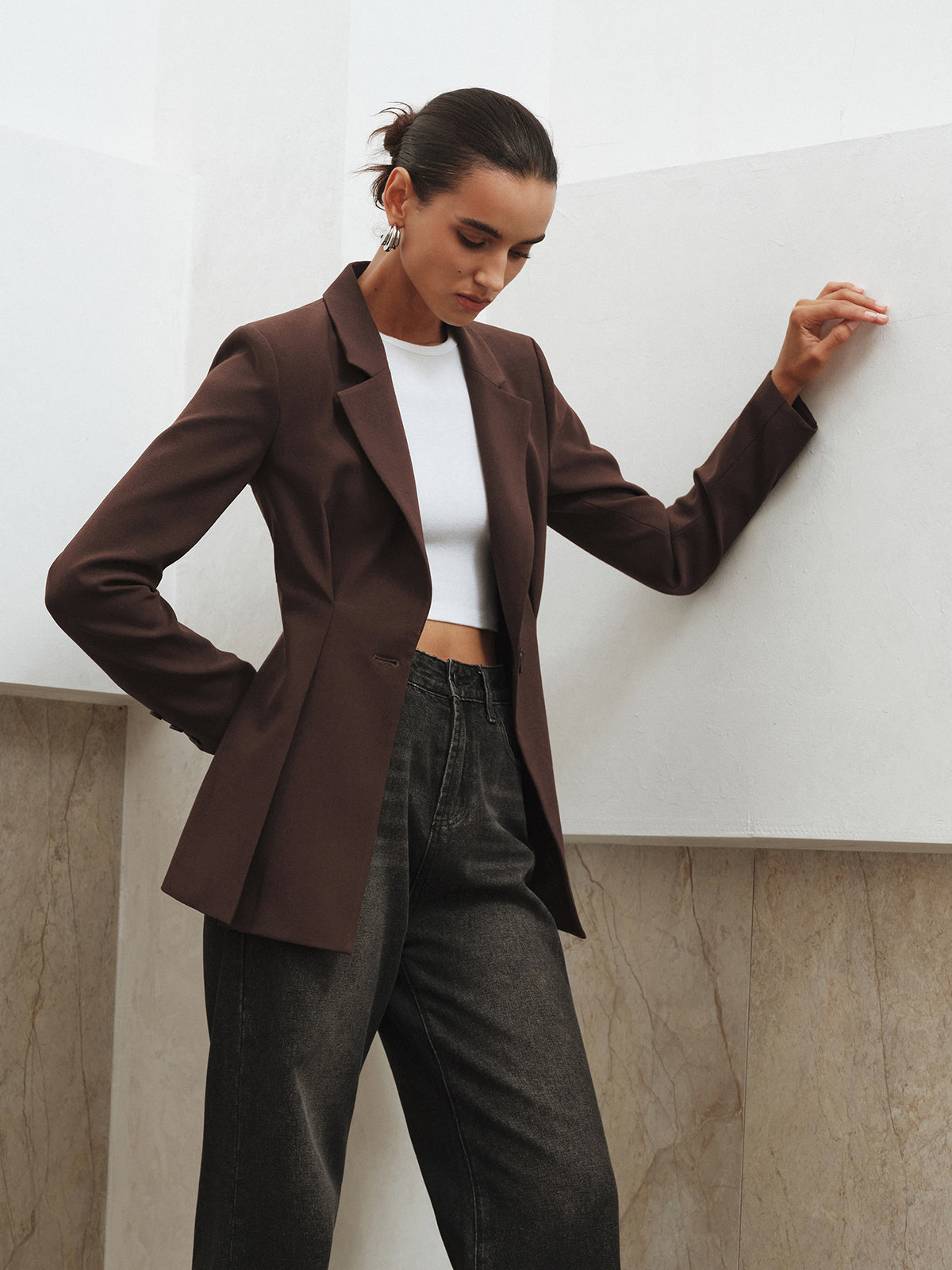 Blazer cintrée à plis structurés