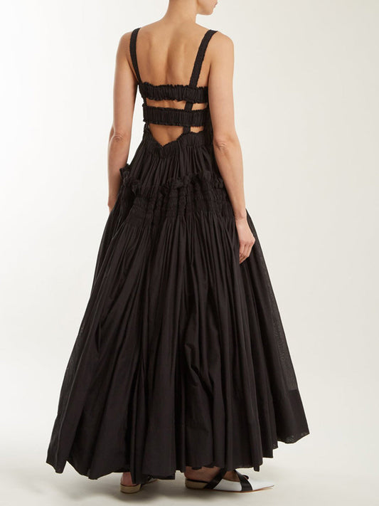 Robe longue smockée à volume dramatique