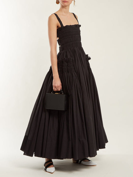 Robe longue smockée à volume dramatique