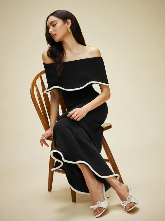 Robe longue moulante épaules dénudées