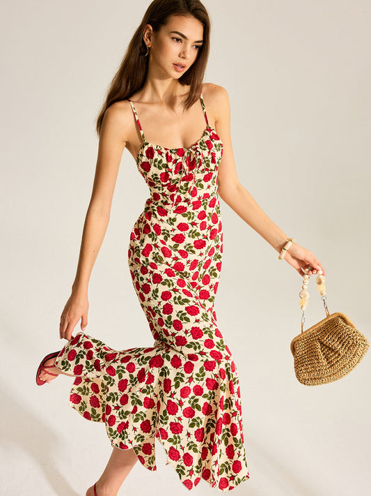 Robe sirène à imprimé fleuri