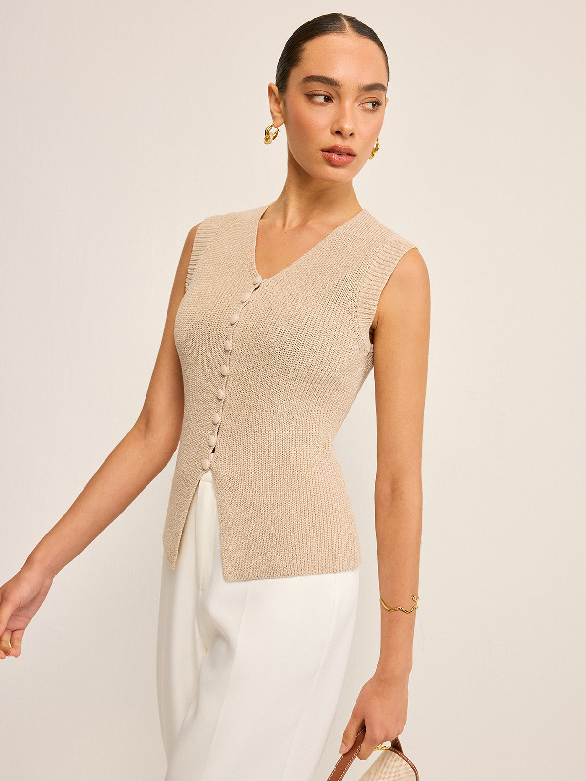 Top en maille avec détails de boutons