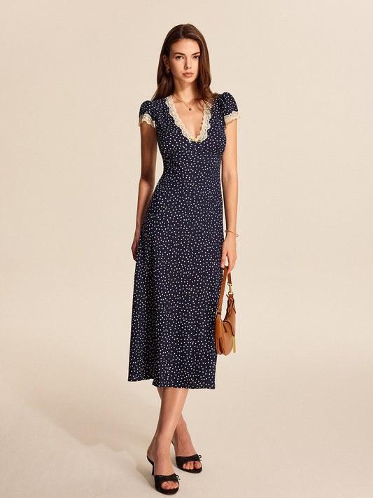 Robe midi à pois