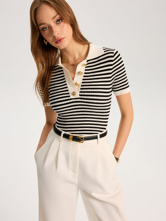 Polo rayé en maille élégante