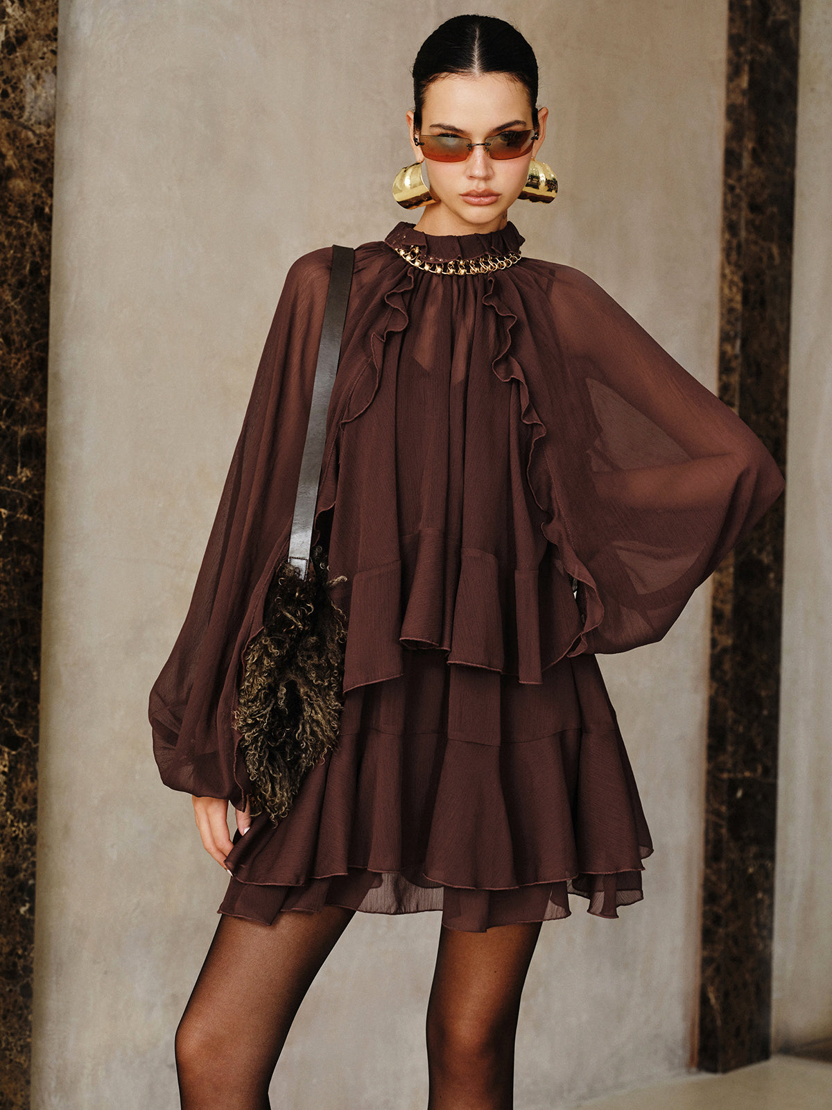 Robe volantée en mousseline