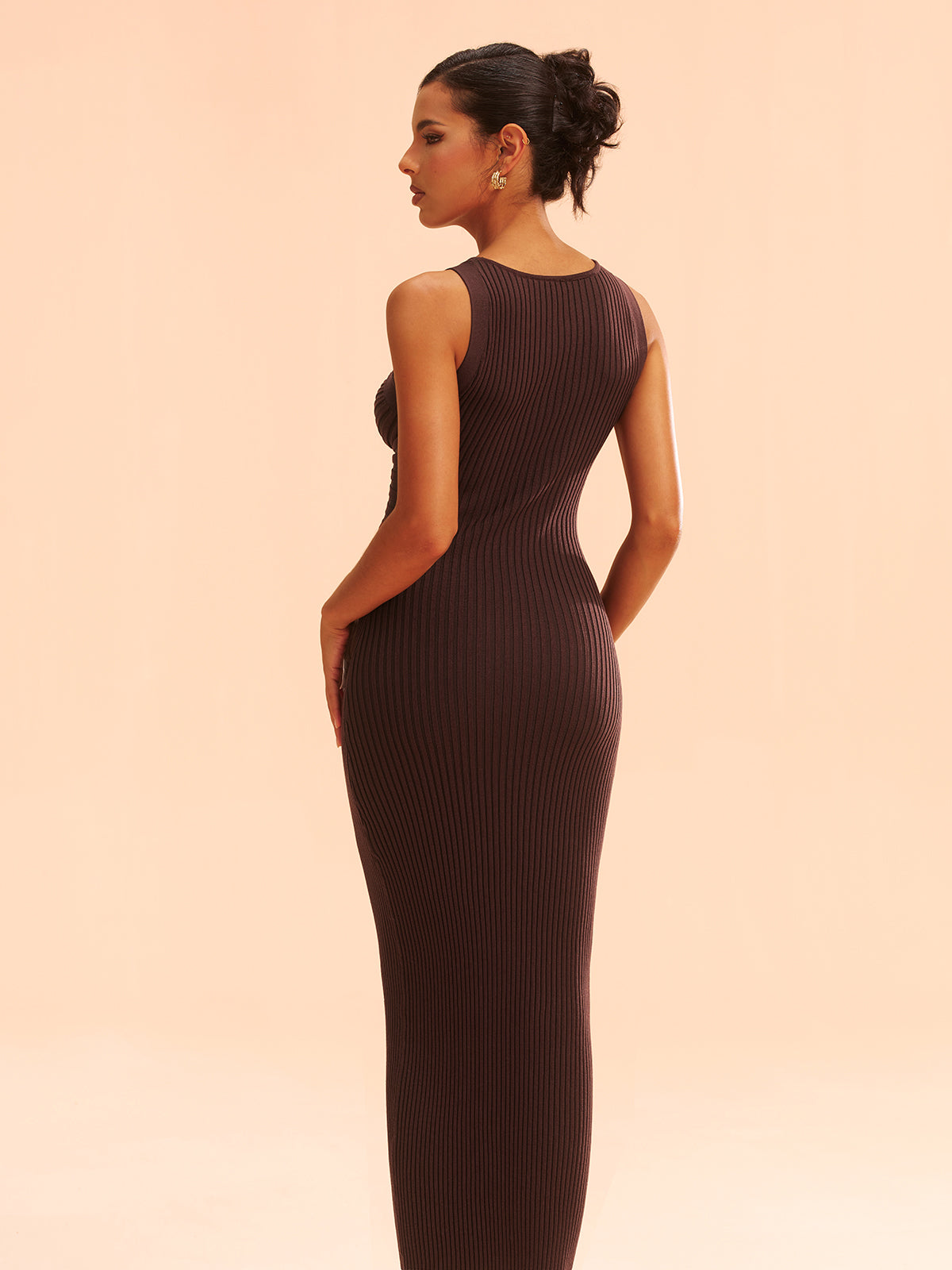 Robe longue côtelée